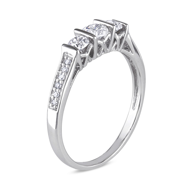 Previously Owned - 1/2 CT. T.W. Diamond Three Stone Ring in 10K White Gold