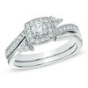 Previously Owned - 1/2 CT. T.W. Diamond Square Frame Bridal Set in 10K White Gold