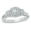 Thumbnail Image 0 of Previously Owned - 1/2 CT. T.W. Diamond Double Frame Three Stone Ring in 10K White Gold