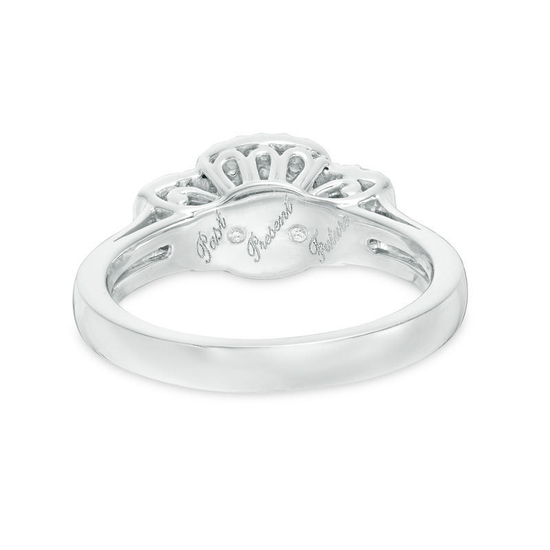 Main Image 3 of Previously Owned - 1/2 CT. T.W. Diamond Double Frame Three Stone Ring in 10K White Gold