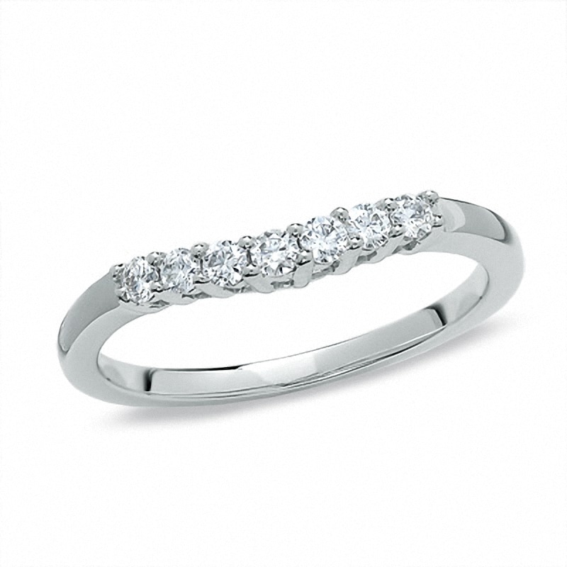 Previously Owned - 1/4 CT. T.W. Diamond Seven Stone Contour Band in 14K White Gold