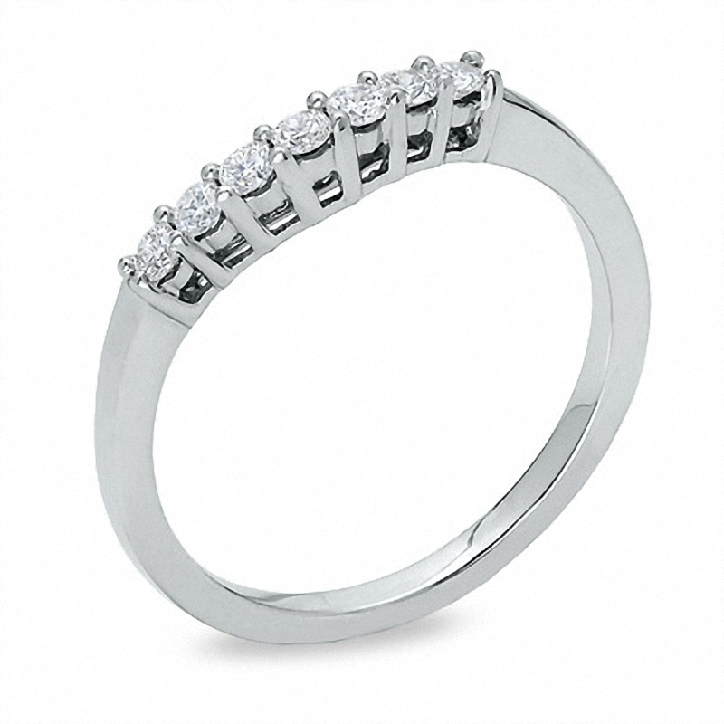 Previously Owned - 1/4 CT. T.W. Diamond Seven Stone Contour Band in 14K White Gold