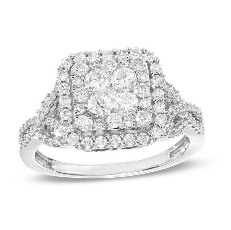 Main Image 1 of Previously Owned - 1 CT. T.W. Composite Diamond Frame Ring in 10K White Gold