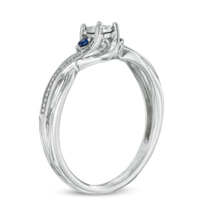 Main Image 2 of Previously Owned - Cherished Promise Collection™ Diamond Accent and Blue Sapphire Twist Ring in Sterling Silver