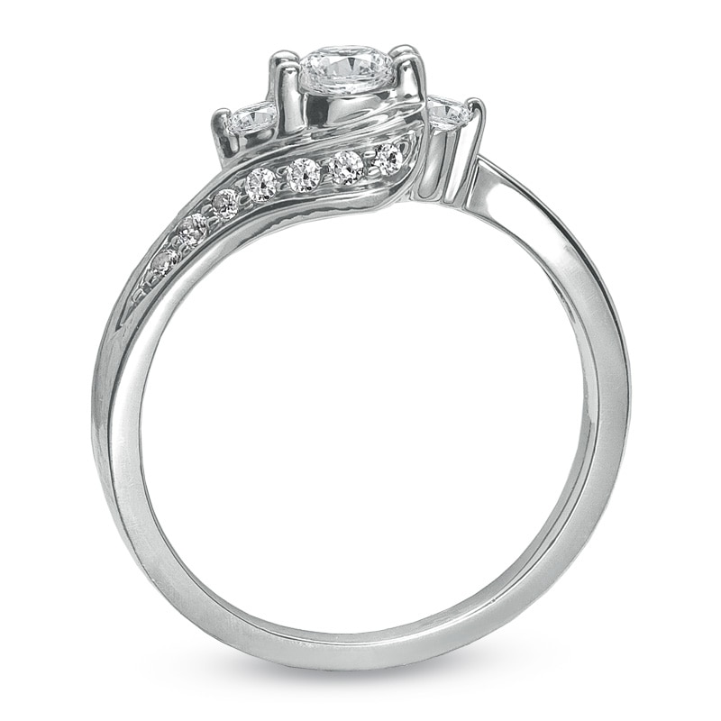 Previously Owned - 1/2 CT. T.W. Diamond Three Stone Swirl Ring in 10K White Gold