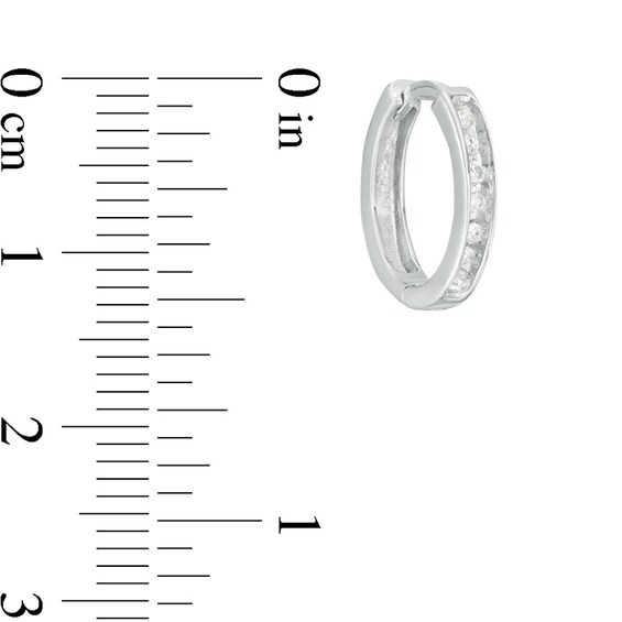 Previously Owned - 1/10 CT. T.W. Diamond Huggie Hoop Earrings in 10K White Gold Previously Owned - 1/10 CT. T.W. Diamond Huggie Hoop Earrings in 10K White Gold