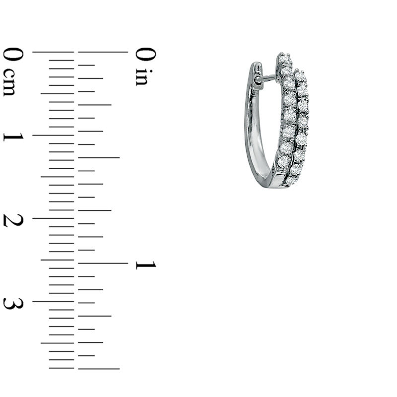 Previously Owned - 1/5 CT. T.W. Diamond Double Row Hoop Earrings