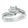 Thumbnail Image 0 of Previously Owned - 1/4 CT. T.W. Quad Princess-Cut Diamond Swirl Bridal Set in 10K White Gold