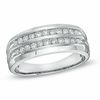 Thumbnail Image 0 of Previously Owned - Men's 1/2 CT. T.W. Diamond Double Row Anniversary Band in 10K White Gold