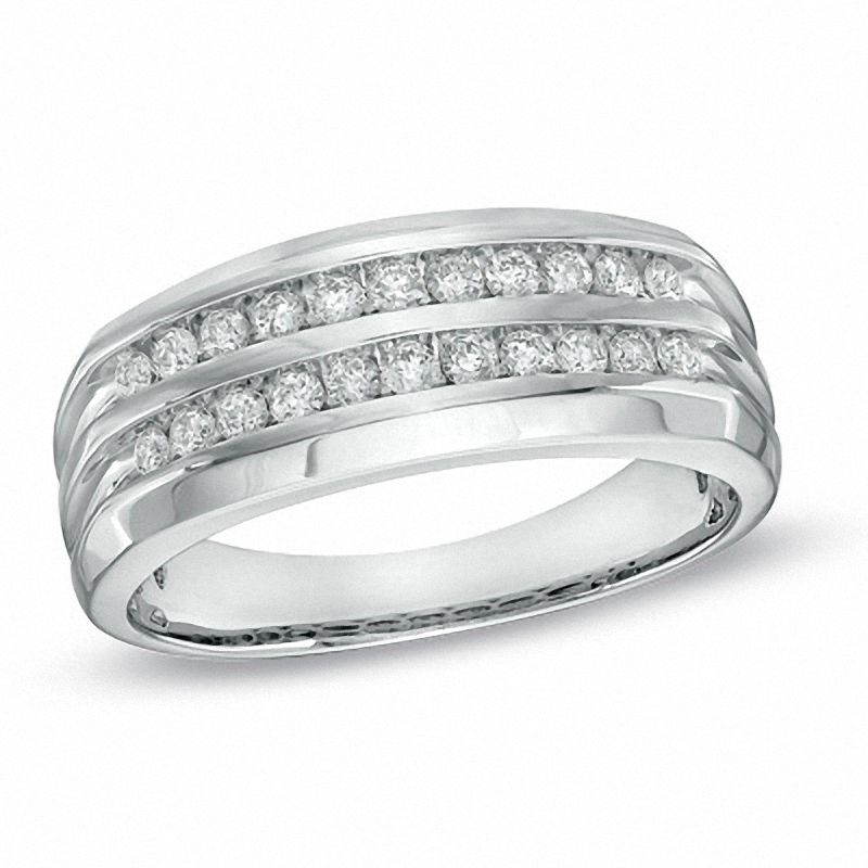 Main Image 1 of Previously Owned - 1/2 CT. T.W. Diamond Double Row Anniversary Band in 10K White Gold