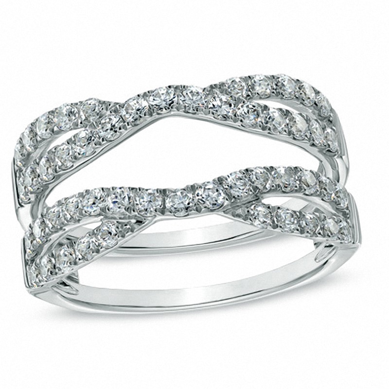 Main Image 1 of Previously Owned - 1 CT. T.W. Diamond Twist Split Shank Solitaire Enhancer in 14K White Gold