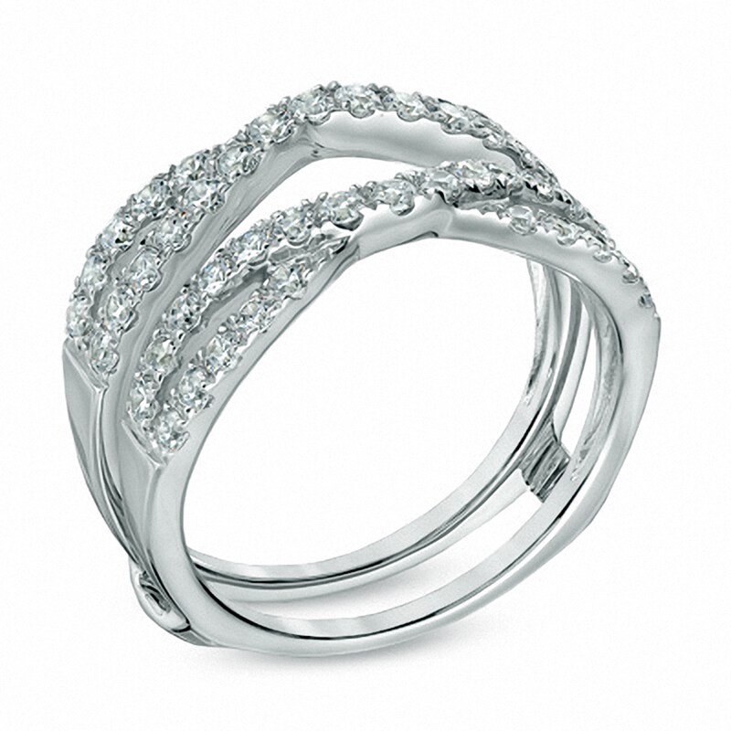 Main Image 2 of Previously Owned - 1 CT. T.W. Diamond Twist Split Shank Solitaire Enhancer in 14K White Gold