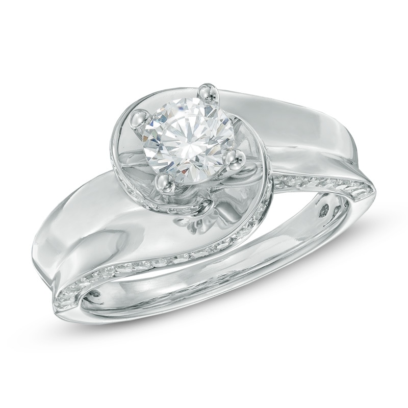 Previously Owned - 1 CT. T.W. Diamond Swirl Engagement Ring in 14K White Gold