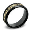 Thumbnail Image 2 of Previously Owned - 8.0mm Two-Tone Stainless Steel Filigree Inlay Comfort Fit Wedding Band