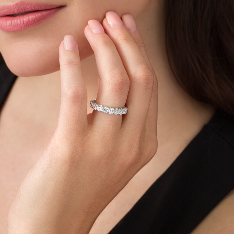 Main Image 3 of Previously Owned - 3 CT. T.W. Diamond Eternity Band in 14K White Gold - Size 7