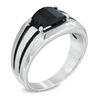Thumbnail Image 1 of Previously Owned - Men's Barrel-Cut Onyx Comfort Fit Ring in Sterling Silver