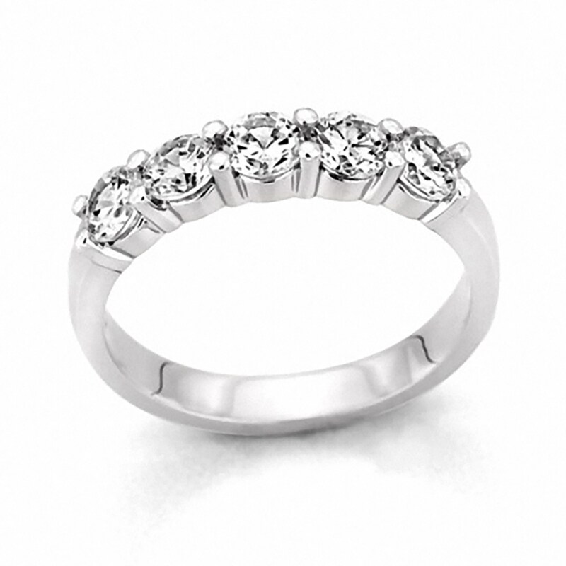 Previously Owned - 1/2 CT. T.W. Diamond Five Stone Band in 10K White Gold