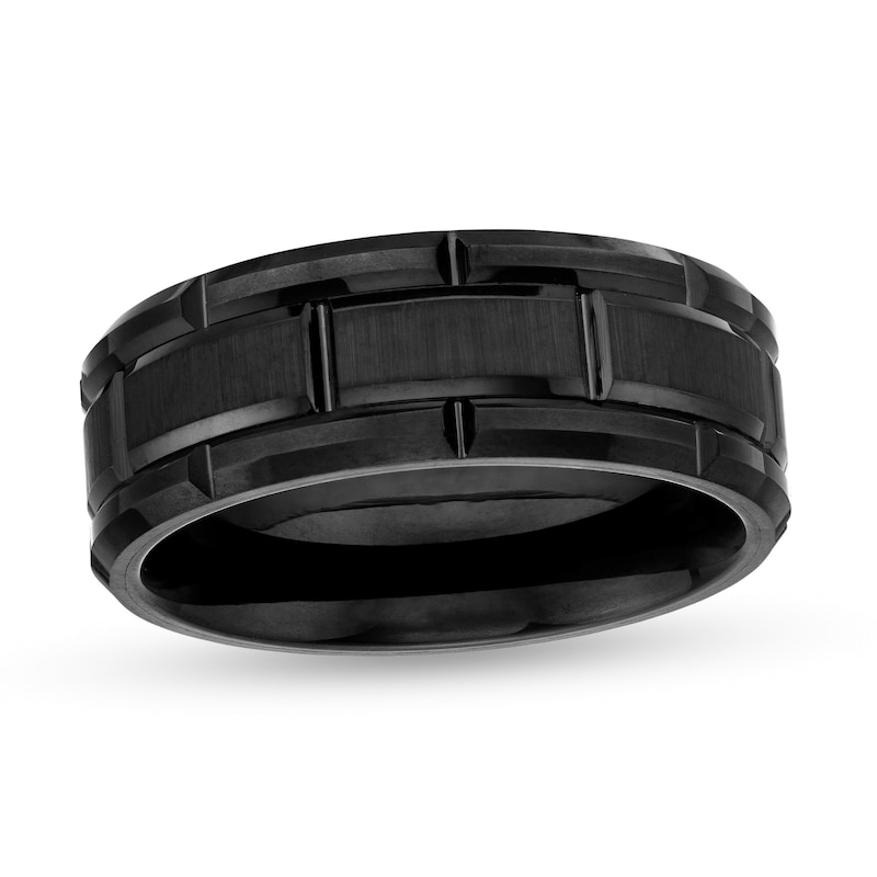 Main Image 1 of Previously Owned - 8.0mm Comfort Fit Brick Black Tungsten Wedding Band