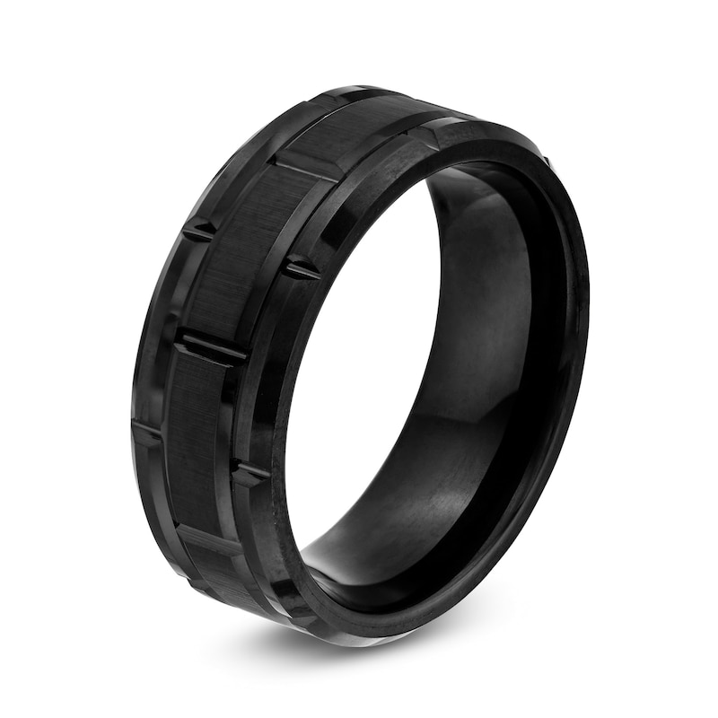 Main Image 3 of Previously Owned - 8.0mm Comfort Fit Brick Black Tungsten Wedding Band