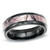 Thumbnail Image 1 of Previously Owned - Ladies' 6.0mm Realtree AP® Pink Camouflage Inlay Comfort Fit Black Zirconium Wedding Band