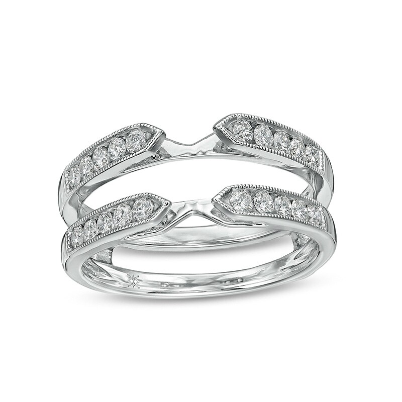 Main Image 1 of Previously Owned - 3/8 CT. T.W. Diamond Solitaire Milgrain Edge Wrap in 14K White Gold