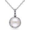 Thumbnail Image 0 of Previously Owned - 8.0 - 8.5mm Button Cultured Freshwater Pearl and 1/10 CT. T.W. Diamond Frame Pendant