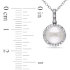 Thumbnail Image 1 of Previously Owned - 8.0 - 8.5mm Button Cultured Freshwater Pearl and 1/10 CT. T.W. Diamond Frame Pendant