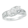 Thumbnail Image 0 of Previously Owned - 1 CT. T.W. Diamond Three Stone Slant Engagement Ring in 14K White Gold