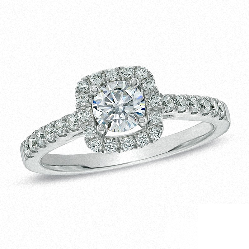 Previously Owned - Celebration Fire™ 7/8 CT. T.W. Diamond Engagement Ring in 14K White Gold (I/SI2)