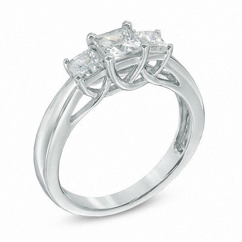 Previously Owned - 1 CT. T.W. Princess-Cut Diamond Three Stone Ring in 14K White Gold
