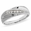 Thumbnail Image 0 of Previously Owned - Men's 1/8 CT. T.W. Diamond Seven Stone Slant Band in 10K White Gold