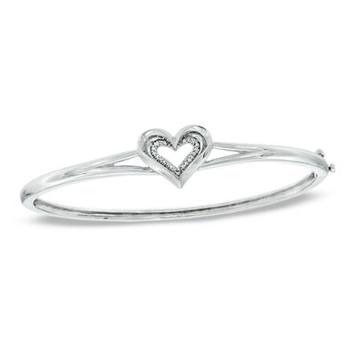 Previously Owned - Diamond Accent Heart Bangle in Sterling