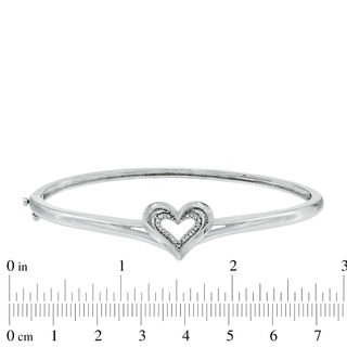Previously Owned - Diamond Accent Heart Bangle in Sterling Silver