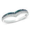 Thumbnail Image 1 of Previously Owned - 1/4 CT. T.W. Enhanced Blue and White Diamond Double Row Contour Band in 10K White Gold
