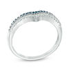 Thumbnail Image 2 of Previously Owned - 1/4 CT. T.W. Enhanced Blue and White Diamond Double Row Contour Band in 10K White Gold