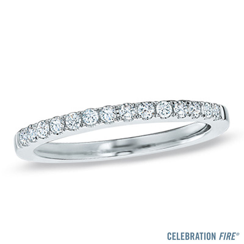Main Image 1 of Previously Owned - 1/4 CT. T.W. Certified Diamond Wedding Band in 14K White Gold (I/SI2)