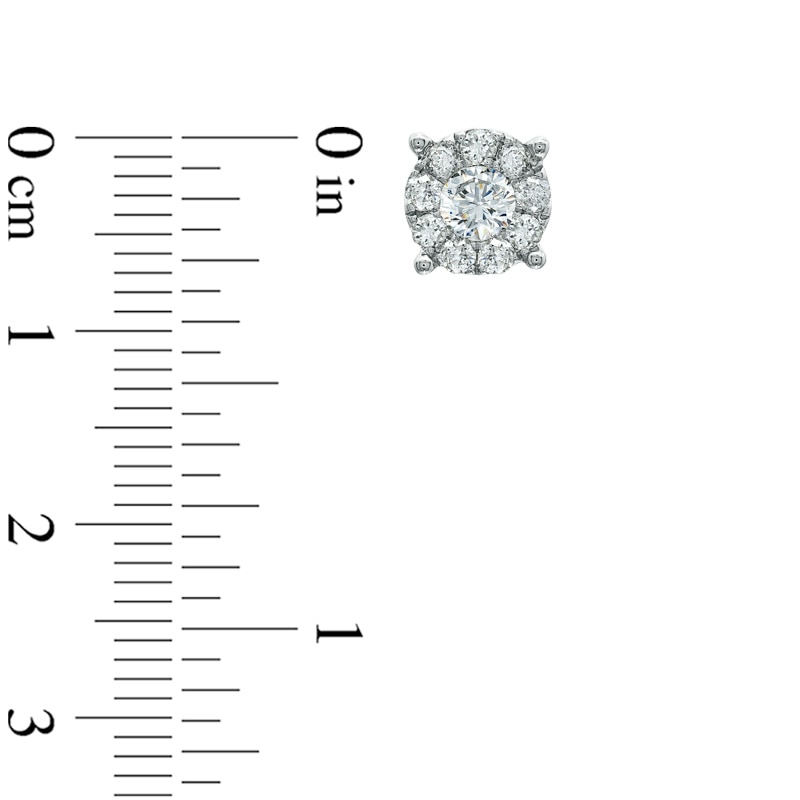 Main Image 2 of Previously Owned - 1 CT. T.W. Diamond Frame Stud Earrings in 14K White Gold