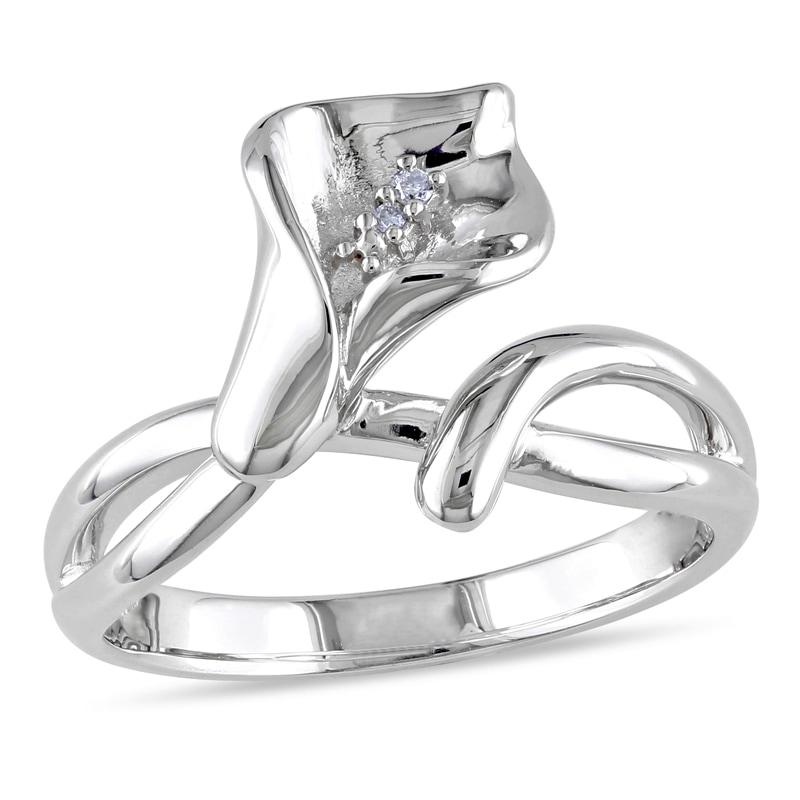 Main Image 1 of Previously Owned - Diamond Accent Calla Lily Ring in Sterling Silver