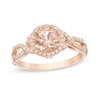 Previously Owned - 7.0mm Morganite and 1/6 CT. T.W. Diamond Frame Twist Ring in 10K Rose Gold