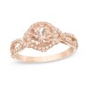 Thumbnail Image 1 of Previously Owned - 7.0mm Morganite and 1/6 CT. T.W. Diamond Frame Twist Ring in 10K Rose Gold