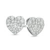 Previously Owned - 1/2 CT. T.W. Diamond Heart-Shaped Cluster Stud Earrings in 10K White Gold