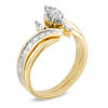 Thumbnail Image 1 of Previously Owned - 1/2 CT. T.W. Marquise Diamond Three Stone Slant Bridal Set in 10K Gold