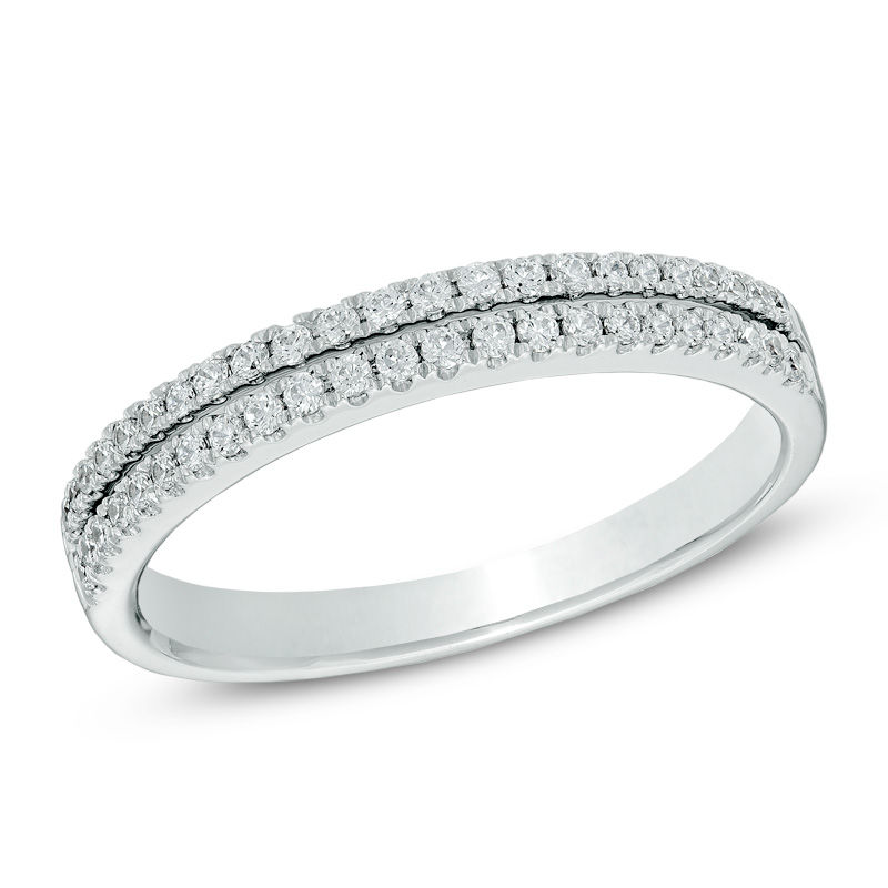 Previously Owned - 1/4 CT. T.W. Diamond Double Row Anniversary Band in 14K White Gold