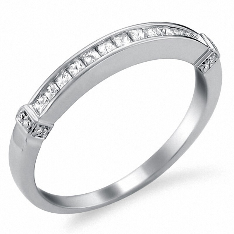 Main Image 1 of Previously Owned - 1/3 CT. T.W. Princess-Cut Diamond Channel Set Wedding Band in 14K White Gold