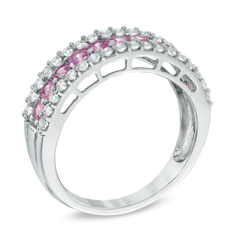 Previously Owned - Lab-Created Pink and White Sapphire Band in Sterling Silver