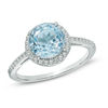 Thumbnail Image 0 of Previously Owned - 8.0mm Sky Blue and White Topaz Frame Ring in Sterling Silver