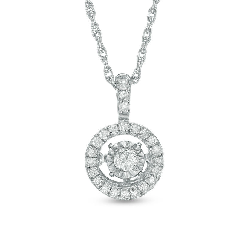 Main Image 1 of Previously Owned - 1/8 CT. T.W. Diamond Frame Pendant in Sterling Silver
