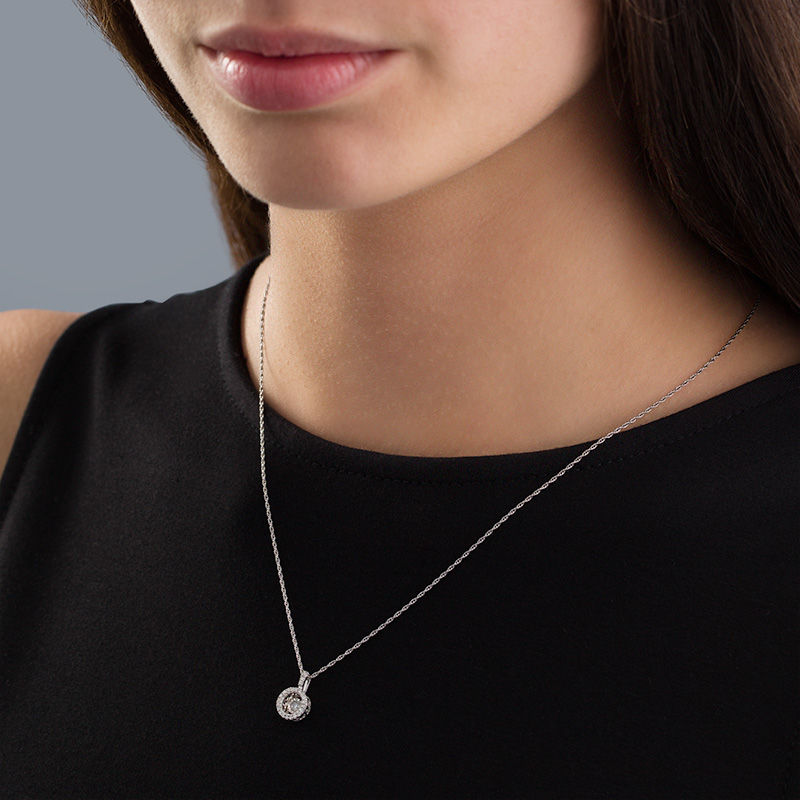 Main Image 3 of Previously Owned - 1/8 CT. T.W. Diamond Frame Pendant in Sterling Silver