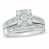 Thumbnail Image 1 of Previously Owned - 1 CT. T.W. Diamond Square Cluster Bridal Set in 14K White Gold