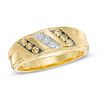 Thumbnail Image 0 of Previously Owned - Men's 1/3 CT. T.W. Champagne and White Diamond Slant Ring in 10K Gold